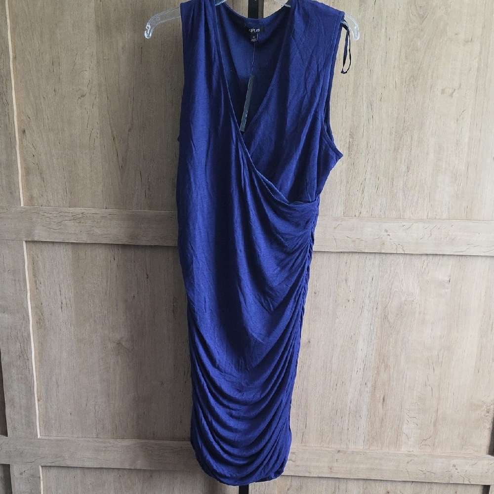 (J43) Womans Sx XL Apt. 9 Blue Draped Midi Dress